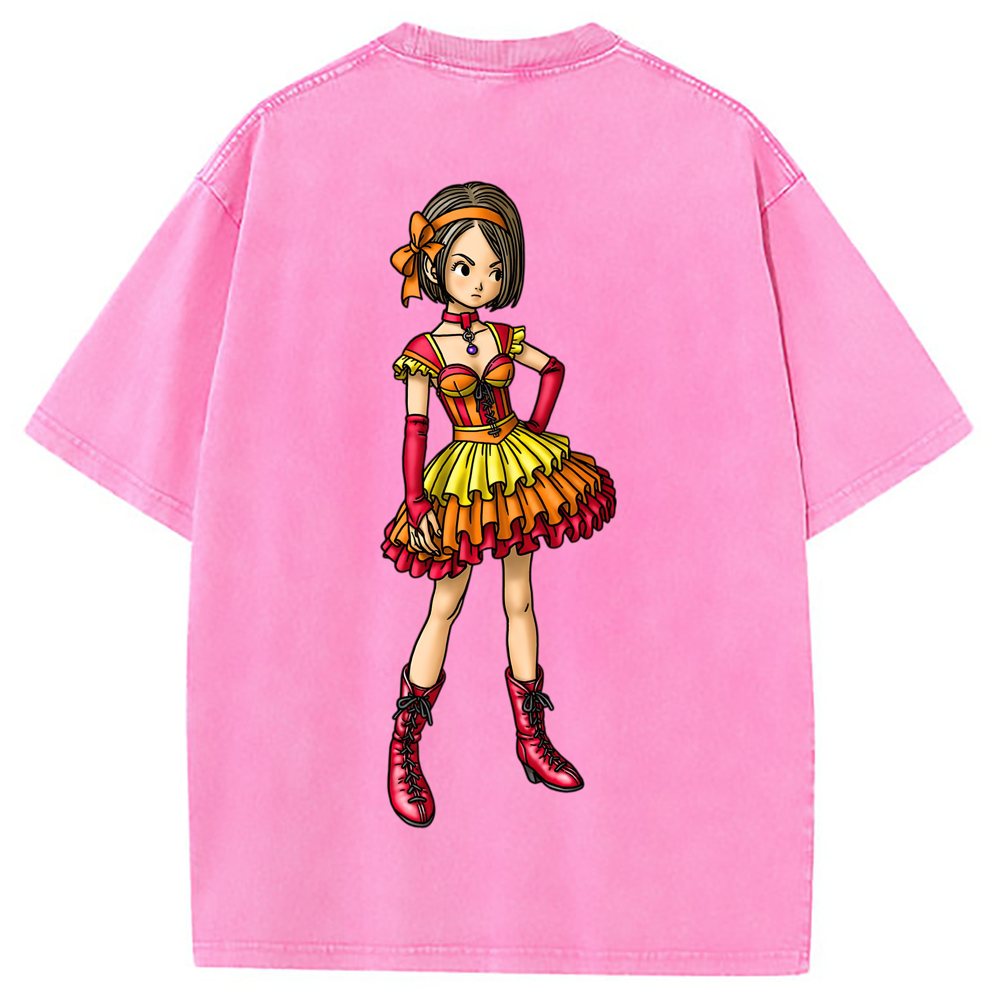 （画像用） ドラゴンクエスト Doragon Kuesuto Dragon Quest 綿100% ヴィンテージ風 半袖Tシャツ（背面プリント）